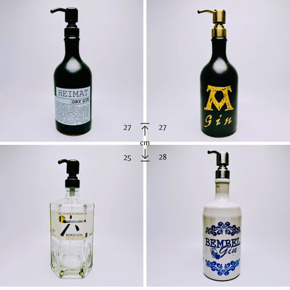 Seifenspender aus Gin-Flaschen - Handgemacht - Nachfüllbarer Pumpspender für Seife, Lotion oder Bartöl - 500-700 ml - Upcycling Geschenk