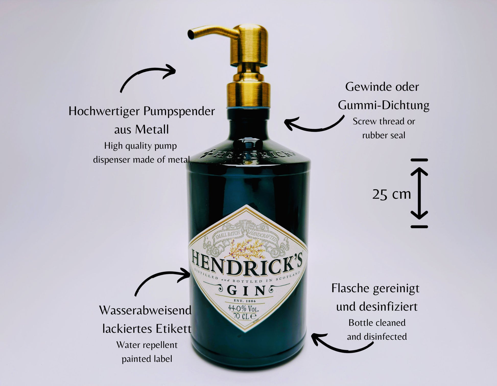 Gin-Seifenspender “GinBubbler”  Upcycling Pumpspender aus Gin-Flasche –  BIERZEUG