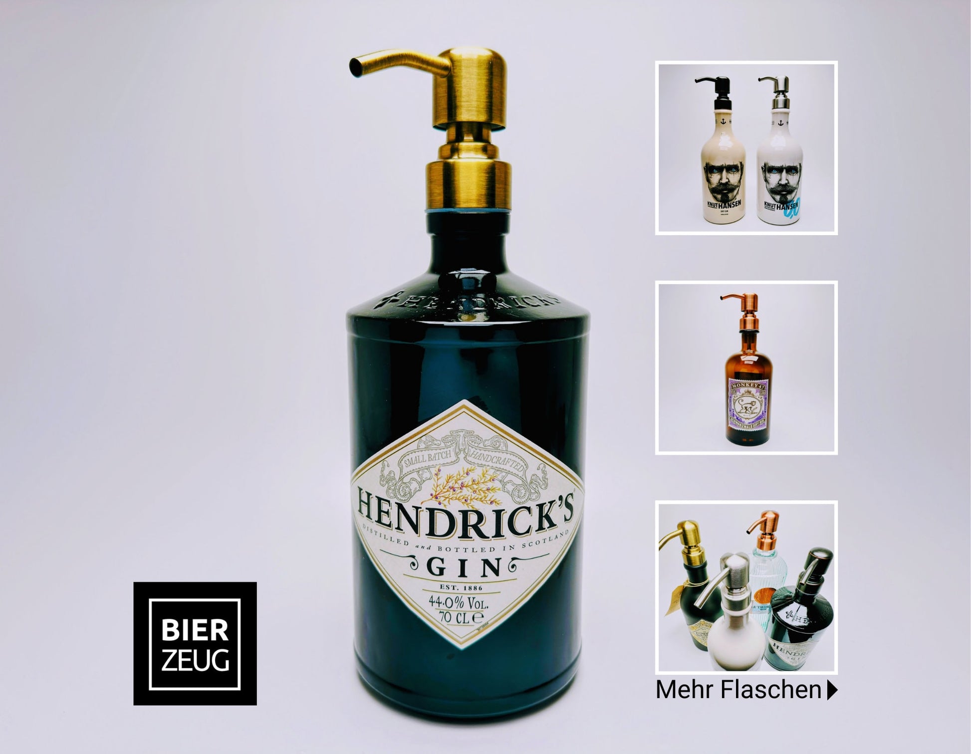 Seifenspender aus Gin-Flaschen - Handgemacht - Nachfüllbarer Pumpspender für Seife, Lotion oder Bartöl - 500-700 ml - Upcycling Geschenk