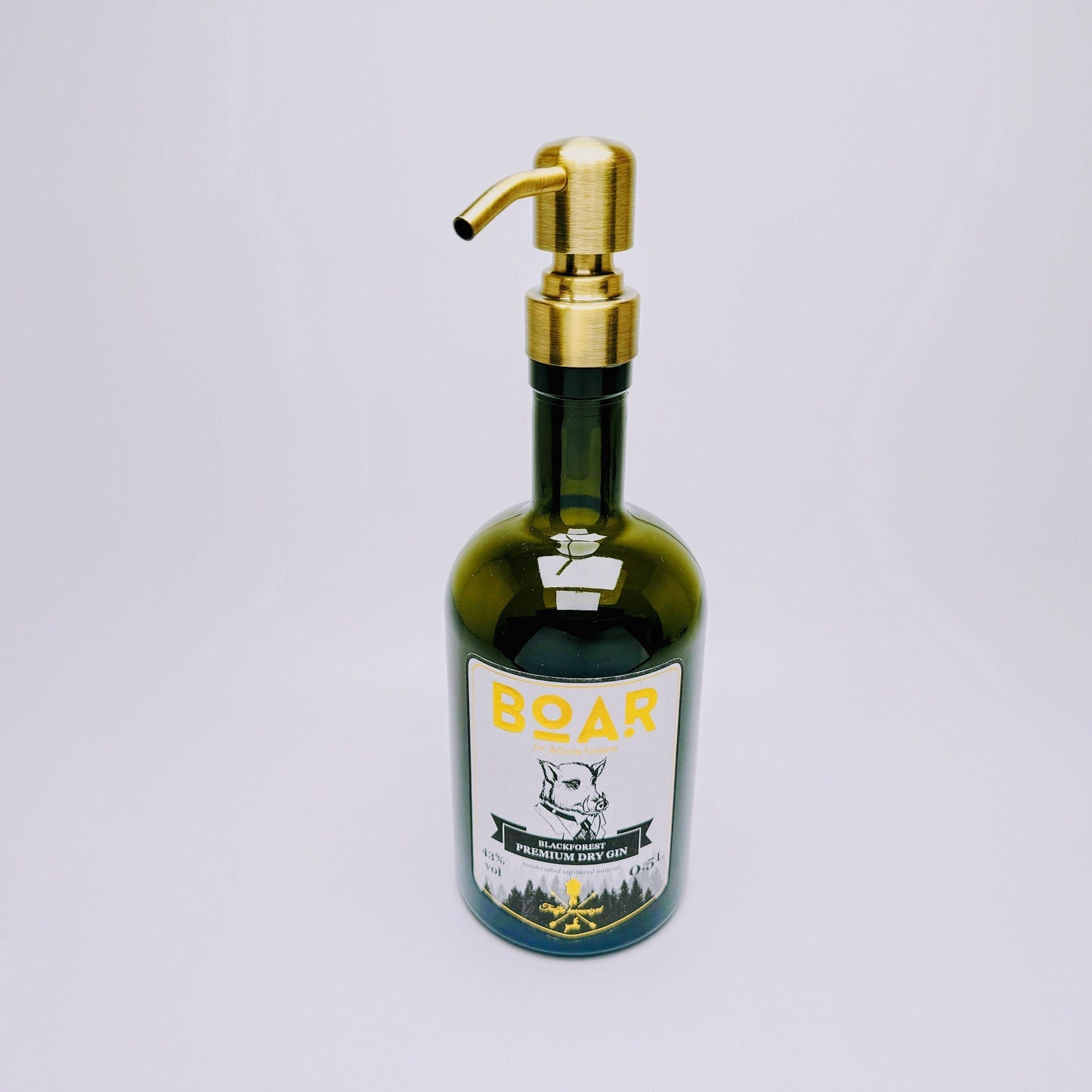Gin-Seifenspender "Boar" | Upcycling Pumpspender aus Boar Gin Flasche | Nachfüllbar mit Seife | Bad Deko | Geschenk Schwarzwald