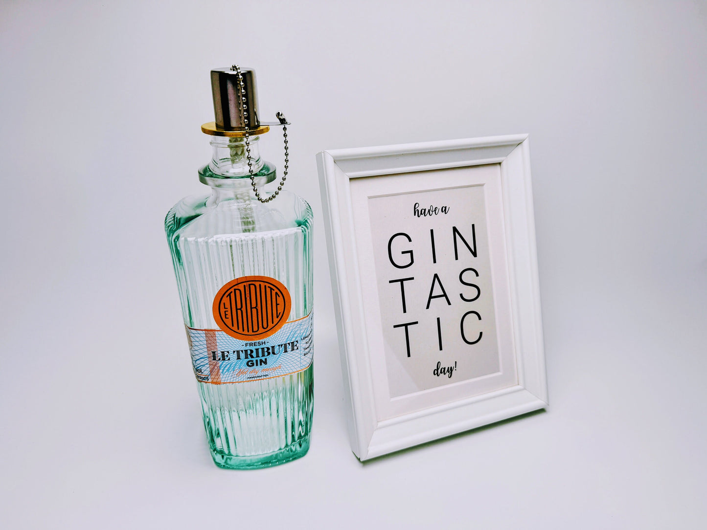 Gin Öllampe "Le Tribute" | Handgemachte Öllampe aus Le Tribute Gin Flaschen | Upcycling | Handgefertigt | Individuell | Geschenk | Deko