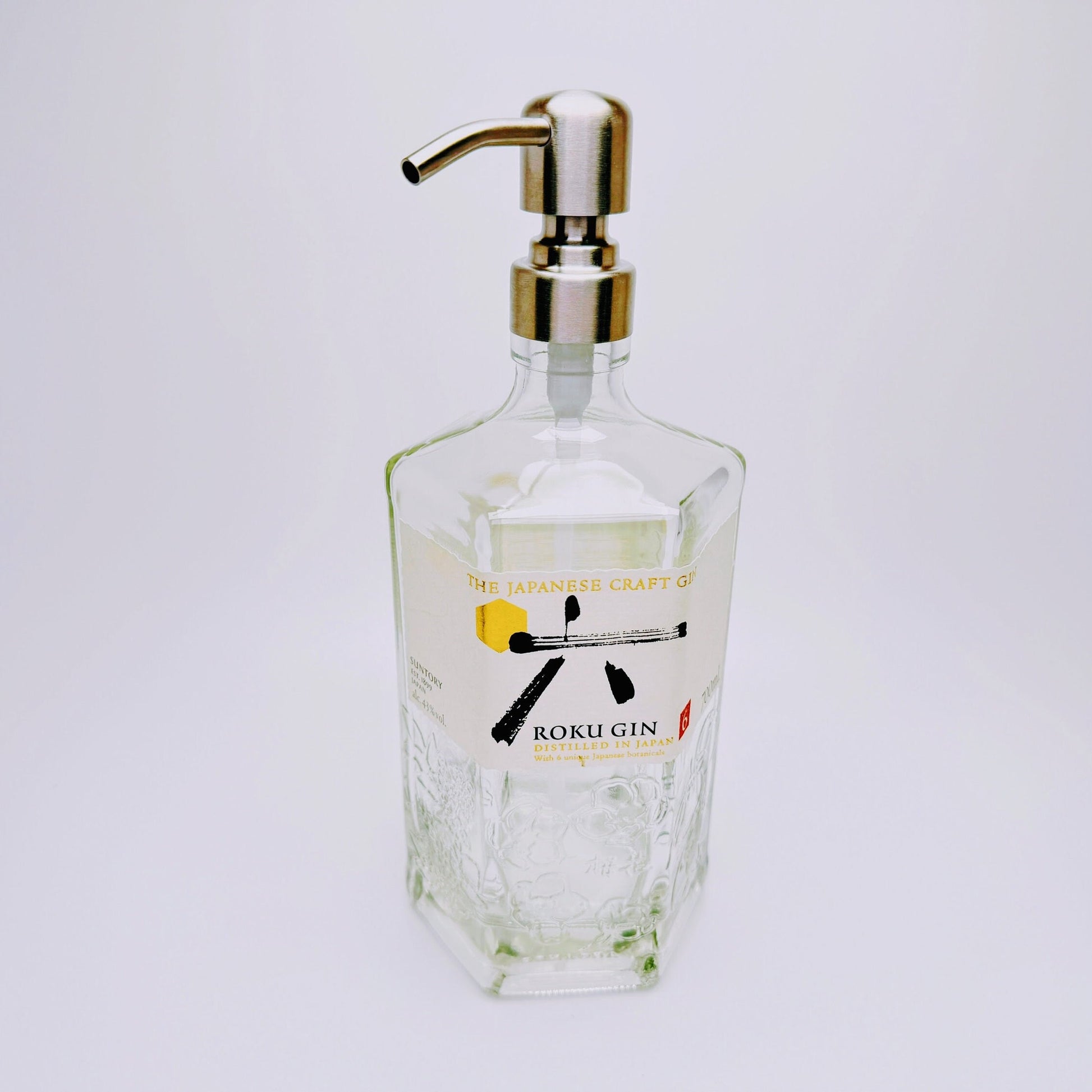 Gin-Seifenspender "Roku" | Upcycling Pumpspender aus Roku Gin Flasche | Nachfüllbar mit Seife, Spüli, Lotion | Bad Deko | Geschenk Japan