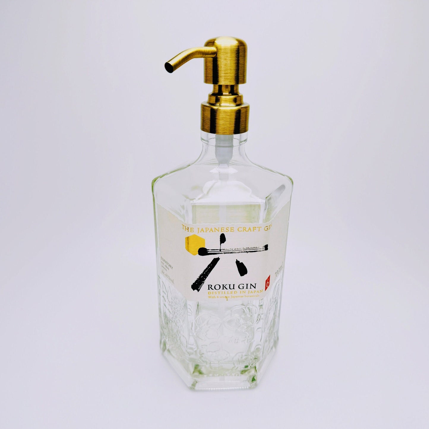 Gin-Seifenspender "Roku" | Upcycling Pumpspender aus Roku Gin Flasche | Nachfüllbar mit Seife, Spüli, Lotion | Bad Deko | Geschenk Japan