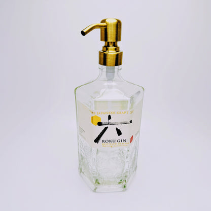 Gin-Seifenspender "Roku" | Upcycling Pumpspender aus Roku Gin Flasche | Nachfüllbar mit Seife, Spüli, Lotion | Bad Deko | Geschenk Japan