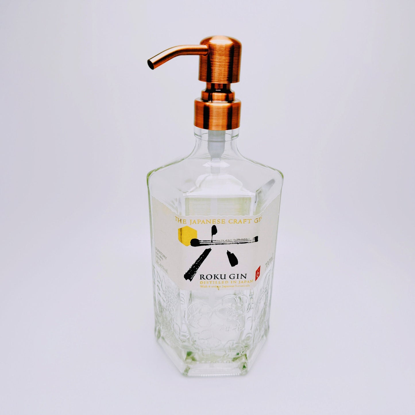 Gin-Seifenspender "Roku" | Upcycling Pumpspender aus Roku Gin Flasche | Nachfüllbar mit Seife, Spüli, Lotion | Bad Deko | Geschenk Japan