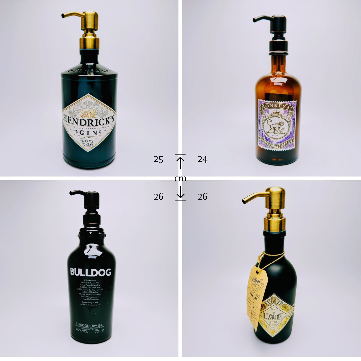 Seifenspender aus Gin-Flaschen - Handgemacht - Nachfüllbarer Pumpspender für Seife, Lotion oder Bartöl - 500-700 ml - Upcycling Geschenk