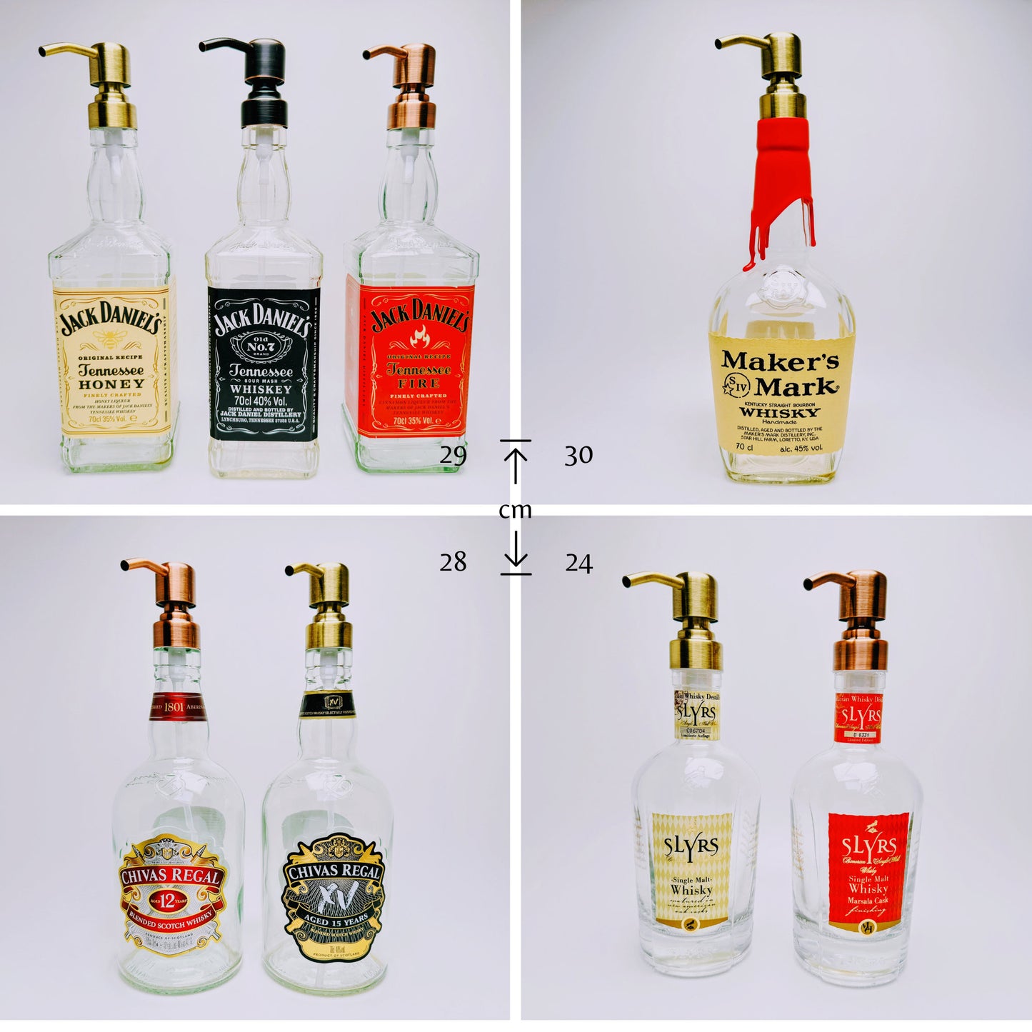 Seifenspender aus Whisky-Flaschen - Nachfüllbarer Pumpspender für Seife, Lotion oder Bartöl - 500-700 ml - Jack Daniels