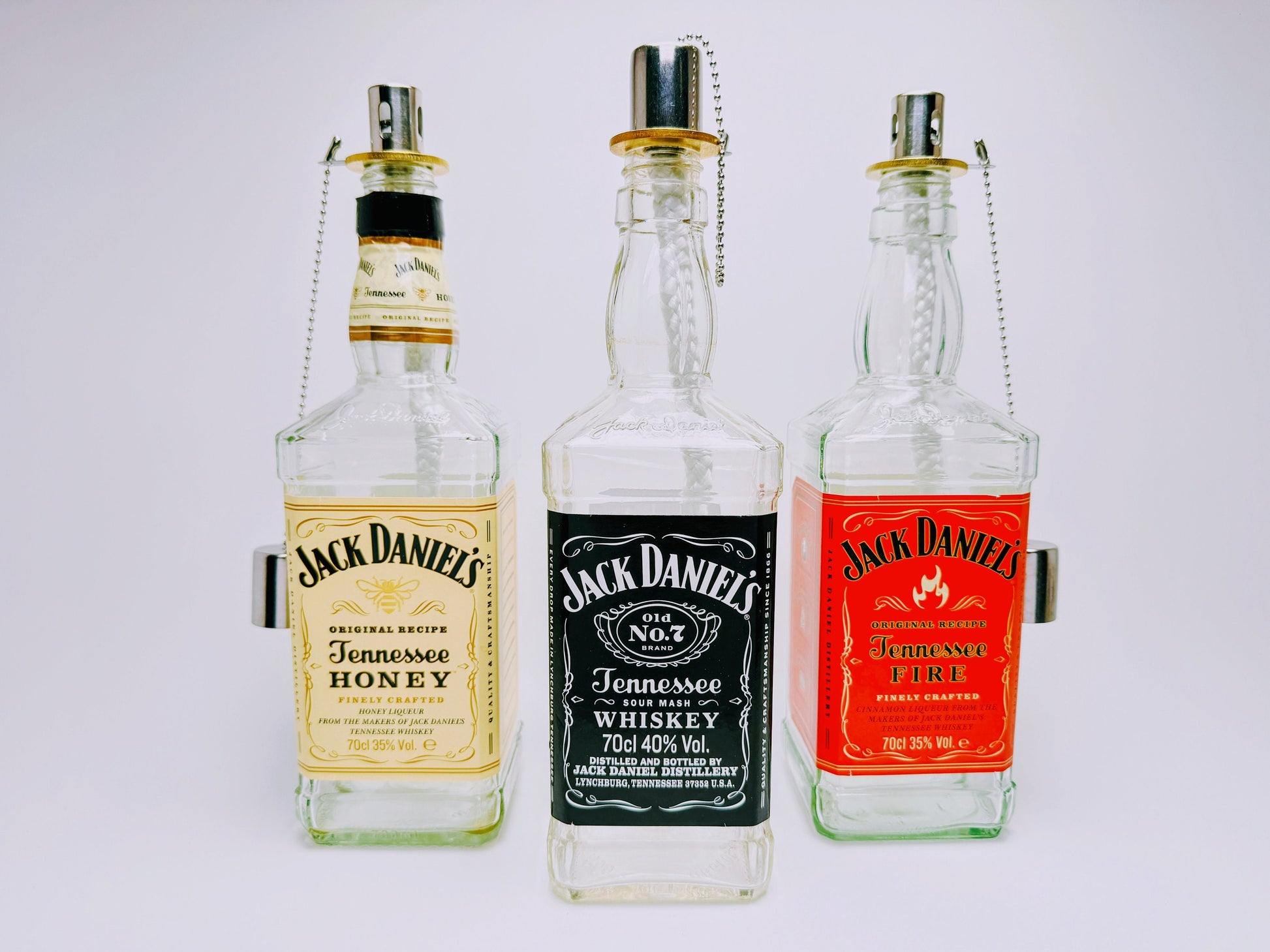 Whisky-Öllampe "Jack Daniels" | Handgemachte Öllampe aus Jack Daniels Single Barrel Flaschen | Upcycling | Individuell | Geschenk | Deko