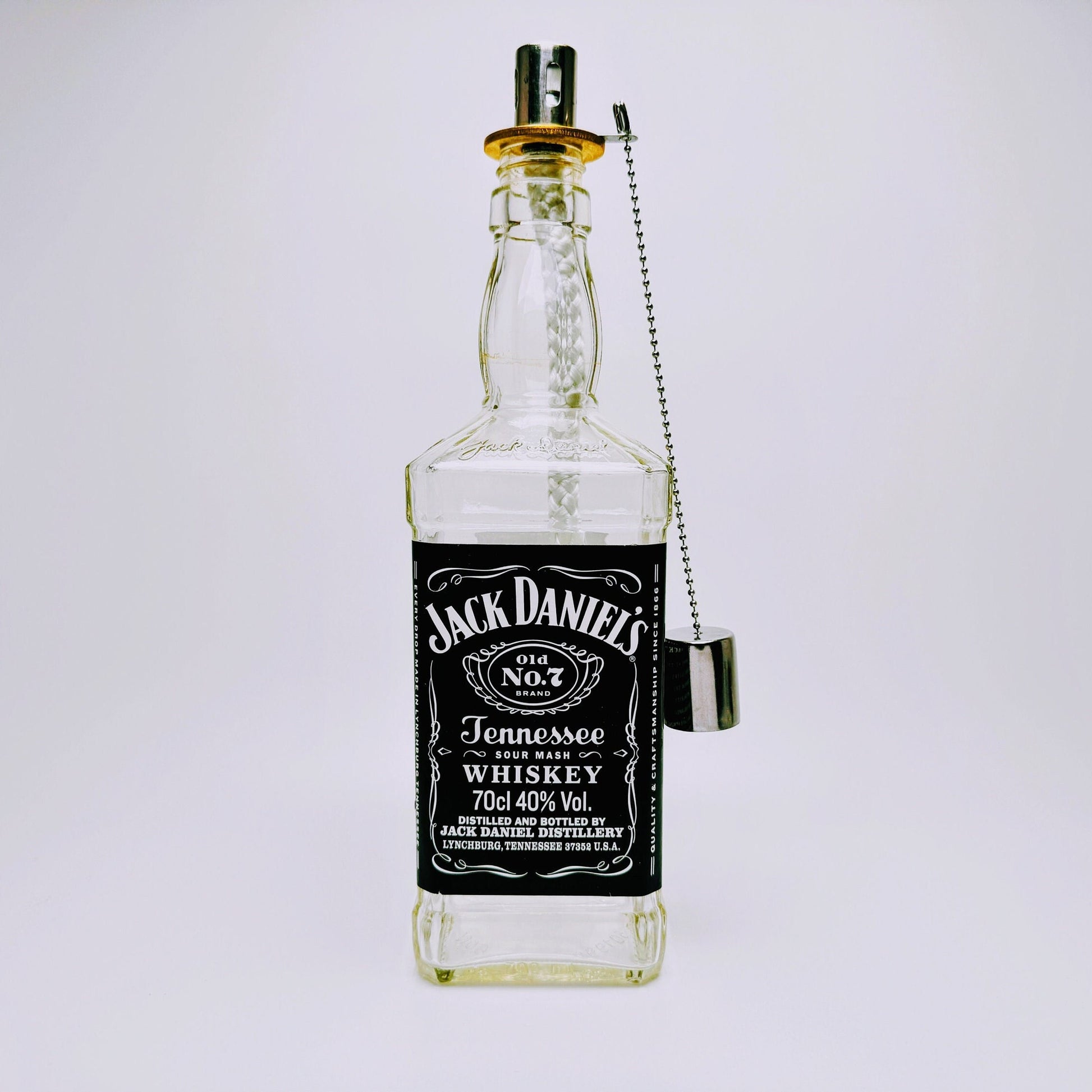 Whisky-Öllampe "Jack Daniels" | Handgemachte Öllampe aus Jack Daniels Single Barrel Flaschen | Upcycling | Individuell | Geschenk | Deko