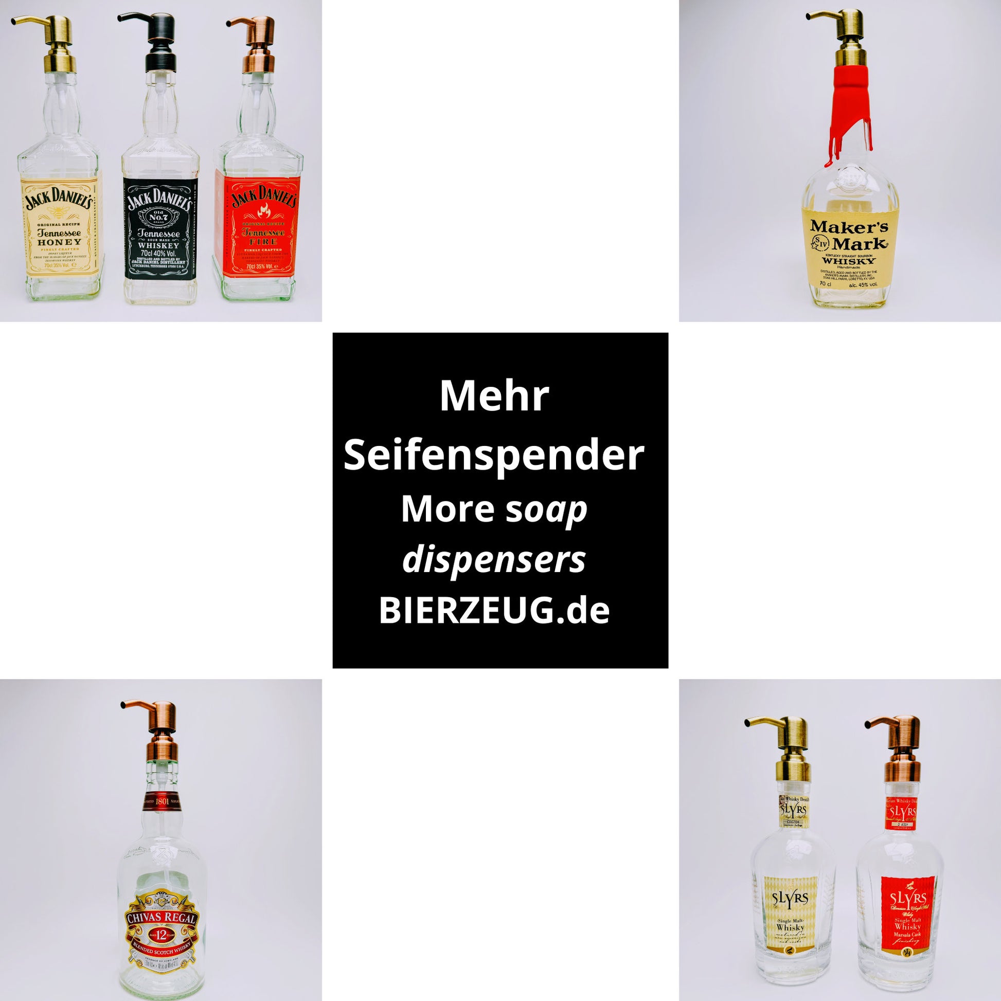 Whisky-Seifenspender “Mark” | Upcycling Pumpspender aus Maker’s Mark Flaschen | Nachfüllbar mit Seife | Bad Deko | Geschenk | H:28cm