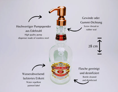 Whisky-Seifenspender “Chivas Charm” | Upcycling Pumpspender aus Chivas Regal Flaschen | Nachfüllbar mit Seife | Bad Deko | Geschenk | H:28cm