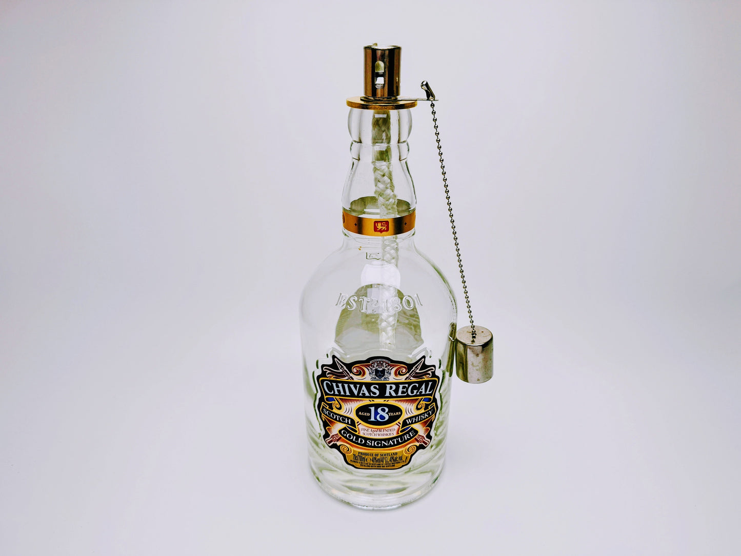 Whisky-Öllampe "Chivas Glow" | Handgemachte Öllampe aus Chivas Regal Flaschen | Upcycling | Individuell | Geschenk | Schottland | Deko