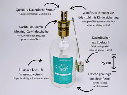 Whisky-Öllampe "Bruichladdich" | Handgemachte Öllampe aus Bruichladdich Flaschen | Upcycling | Individuell | Geschenk | Schottland | Deko