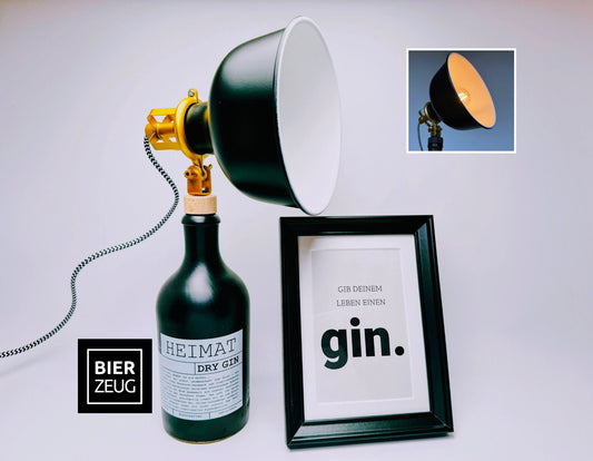 Heimat Gin Vintage-Lampe | Handgemachte nachhaltige Tischlampe aus Heimat Gin | Einzigartige Geschenkidee | Deko-Licht | Upcycling Leuchte