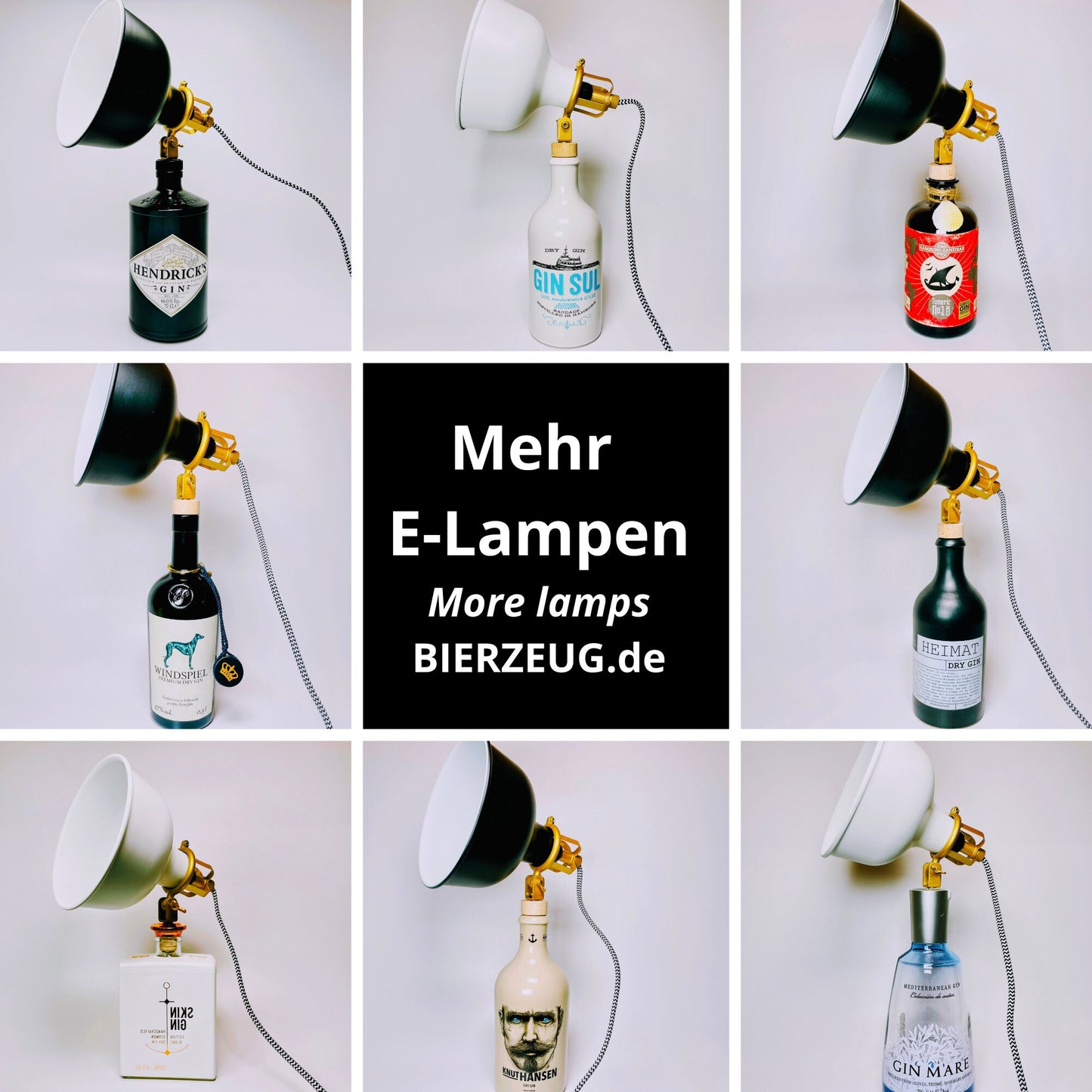 Gin 8 Vintage-Lampe | Handgemachte nachhaltige Tischlampe aus Gin 8 | Einzigartige Geschenkidee | Retro Deko-Licht | Upcycling Leuchte