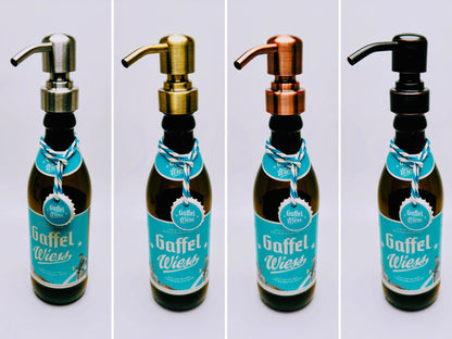 Seifenspender aus Kölsch-Bierflaschen - Handgemacht - Upcycling - Nachfüllbarer Pumpspender für Seife, Lotion oder Spüli - 0,33l - Köln Geschenk