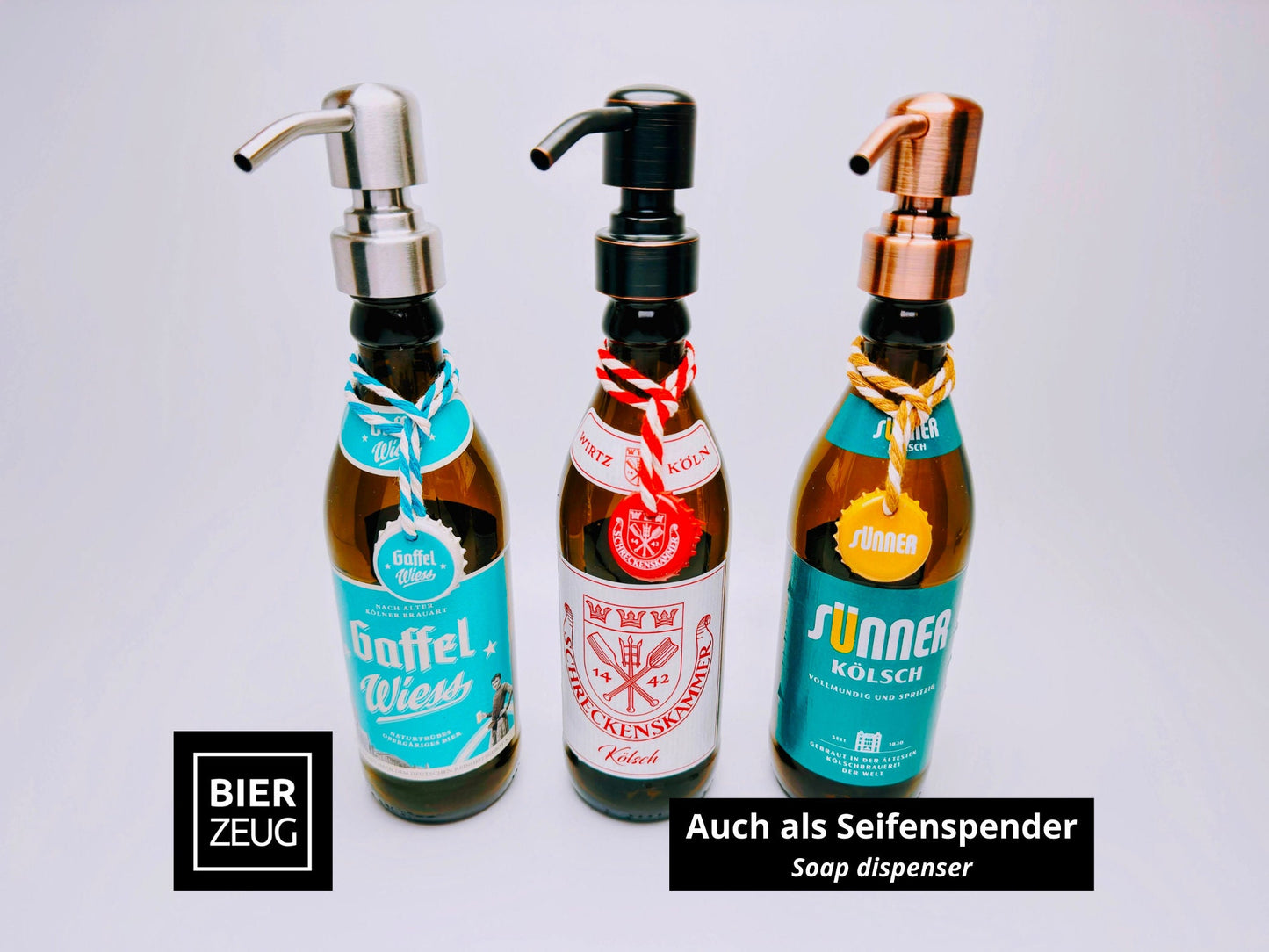 Öllampe aus Kölsch-Flaschen - Handgemacht - Upcycling - Windlicht aus Schreckenskammer, Gaffel, Sünner und Peters Kölsch