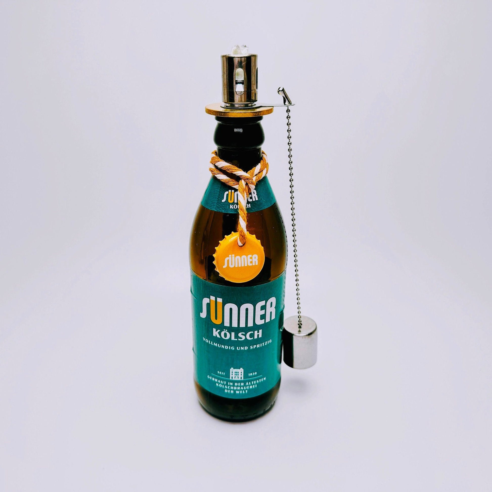 Öllampe aus Kölsch-Flaschen - Handgemacht - Upcycling - Windlicht aus Schreckenskammer, Gaffel, Sünner und Peters Kölsch