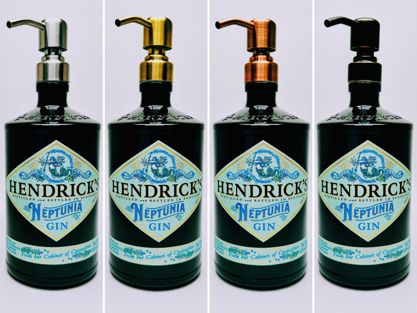 Gin-Seifenspender “Hendricks” | Upcycling Pumpspender aus Gin Hendricks Flasche | Nachfüllbar | Deko Bad | Geschenk Schottland | 700ml