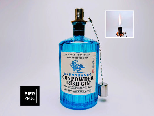 Gin Öllampe "Gunpowder" | Handgemachte Öllampe aus Gunpowder Gin Flaschen | Upcycling | Handgefertigt | Individuell | Geschenk | Deko | H:20