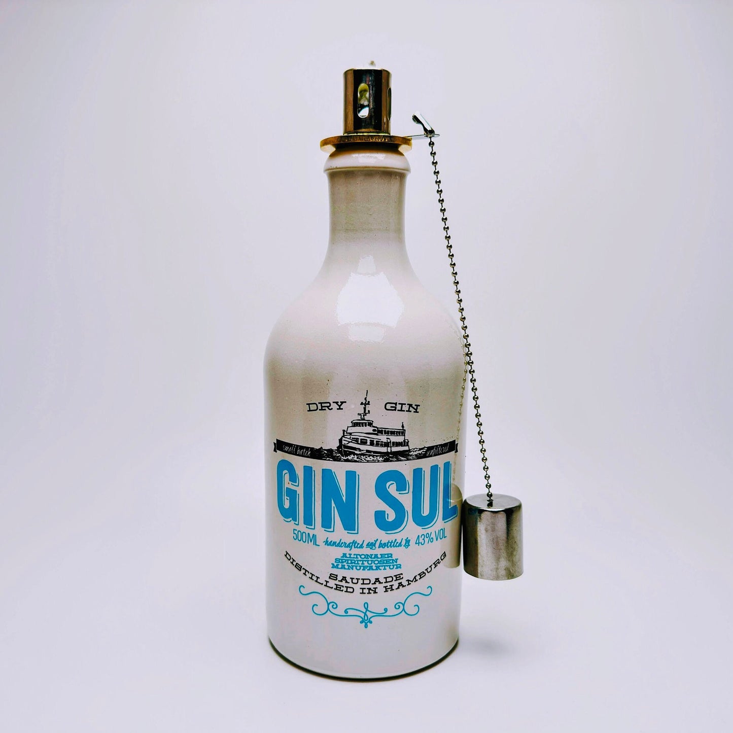 Gin Öllampe "Sul" | Handgemachte Öllampe aus Gin Sul Flaschen | Upcycling | Handgefertigt | Individuell | Geschenk | Hamburg | Deko | H:24cm
