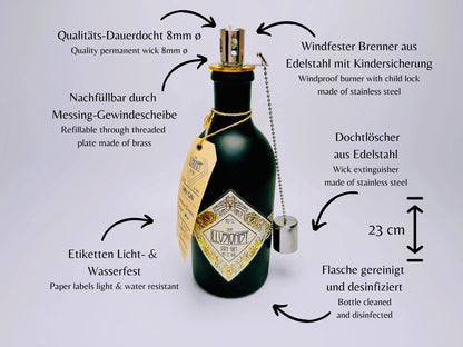 Gin Öllampe "Illusionist" | Handgemachte Öllampe aus Illusionist Gin Flaschen | Upcycling | Handgefertigt | Individuell | Geschenk | Deko