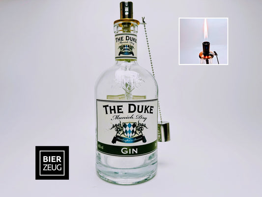 Gin Öllampe "The Duke" | Handgemachte Öllampe aus The Duke Gin Flaschen | Upcycling | Handgemacht | Individuell | Geschenk | Deko | H:25cm