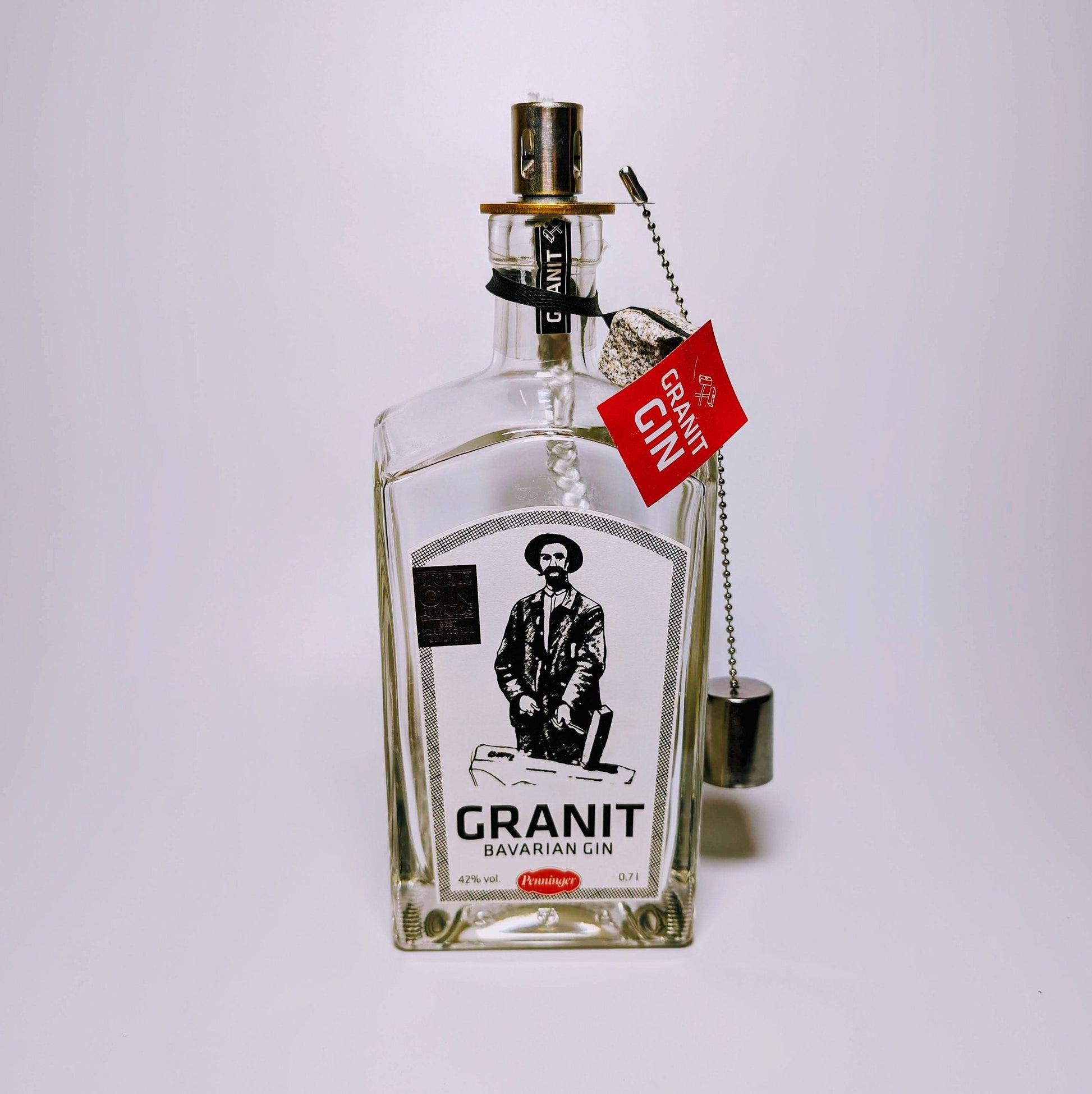 Gin Öllampe "Granit" | Handgemachte Öllampe aus Granit Gin Flaschen | Upcycling | Handgefertigt | Individuell | Geschenk | Deko | H:24cm