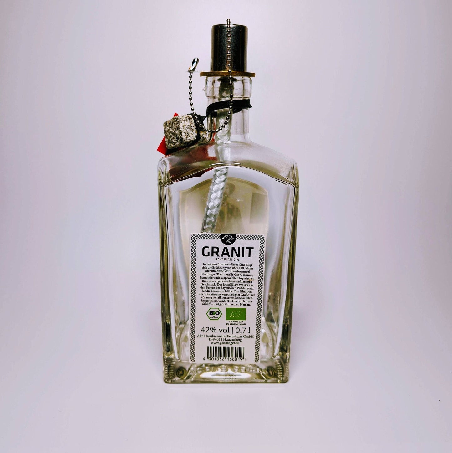 Gin Öllampe "Granit" | Handgemachte Öllampe aus Granit Gin Flaschen | Upcycling | Handgefertigt | Individuell | Geschenk | Deko | H:24cm