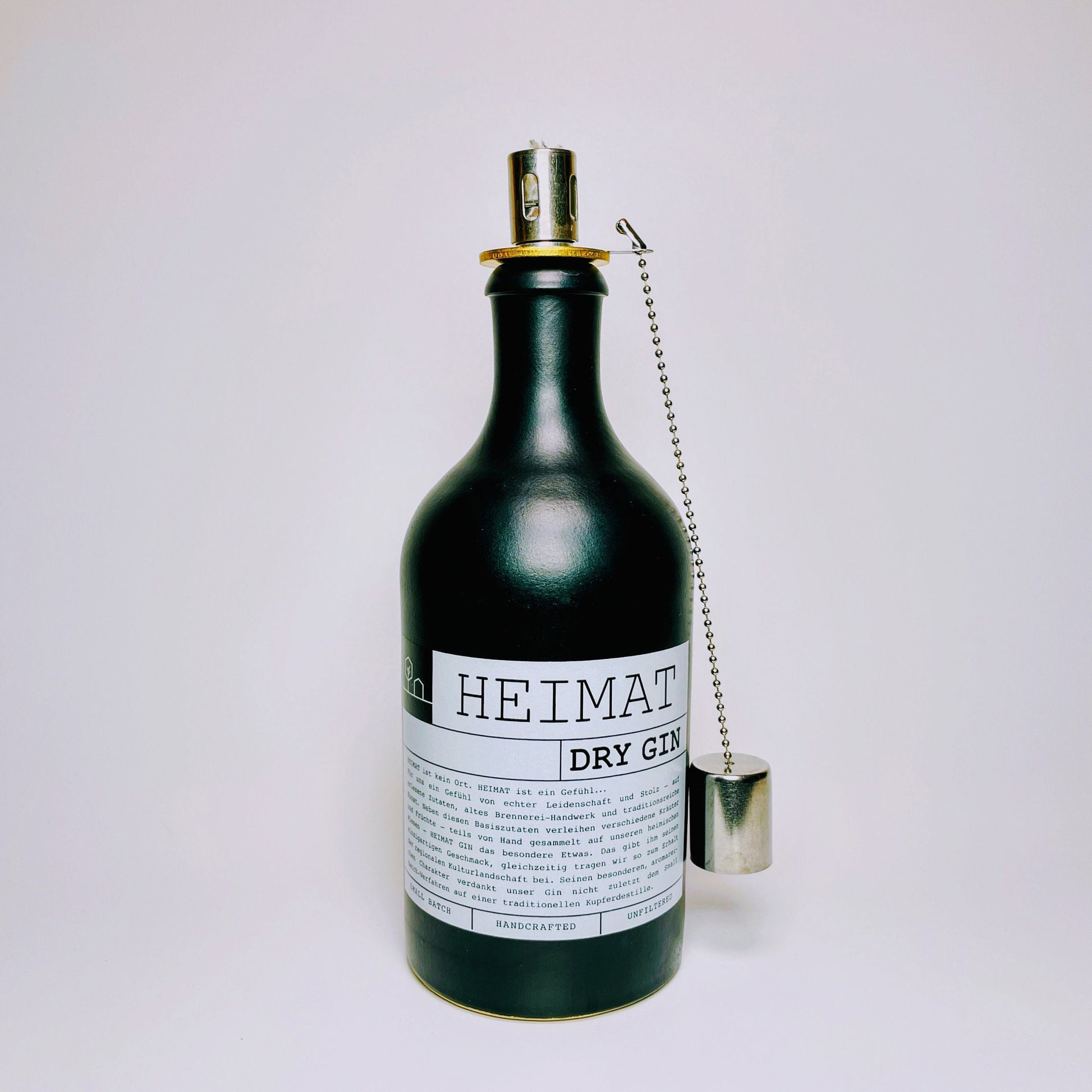 Gin Öllampe "Heimat" | Handgemachte Öllampe aus Heimat Gin Flaschen | Upcycling | Handgemacht | Individuell | Geschenk | Deko Balkon Garten