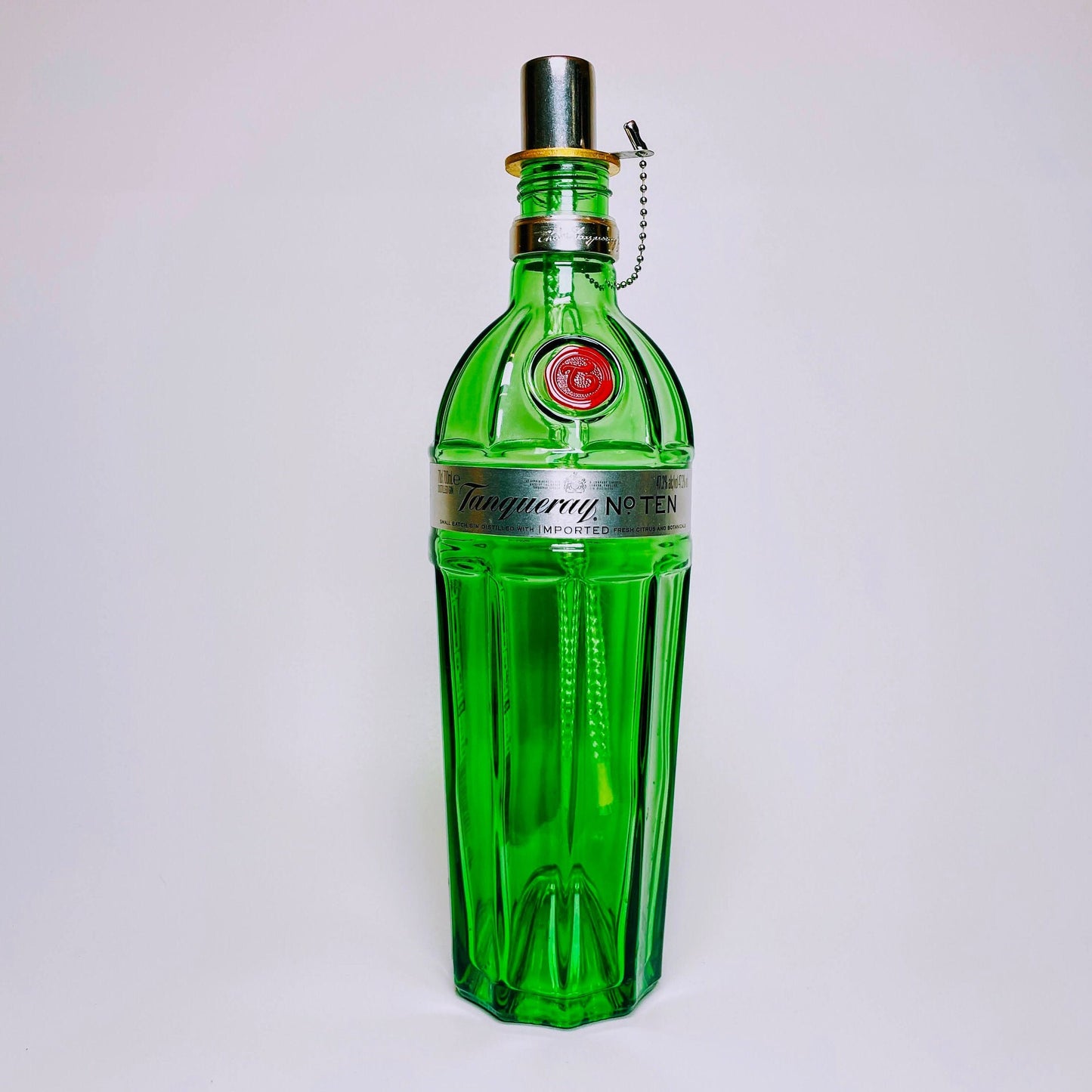 Gin Öllampe "Tanqueray" | Handgemachte Öllampe aus Tanqueray Gin Flaschen | Upcycling | Handgemacht | Individuell | Geschenk | Deko | H:30cm