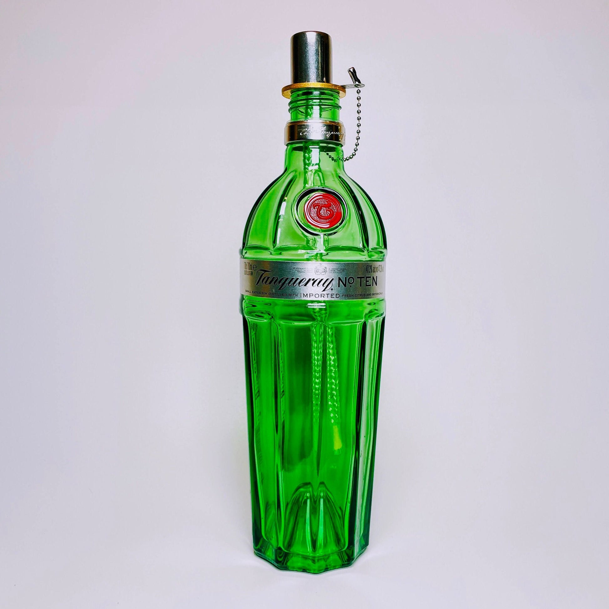 Gin Öllampe "Tanqueray" | Handgemachte Öllampe aus Tanqueray Gin Flaschen | Upcycling | Handgemacht | Individuell | Geschenk | Deko | H:30cm
