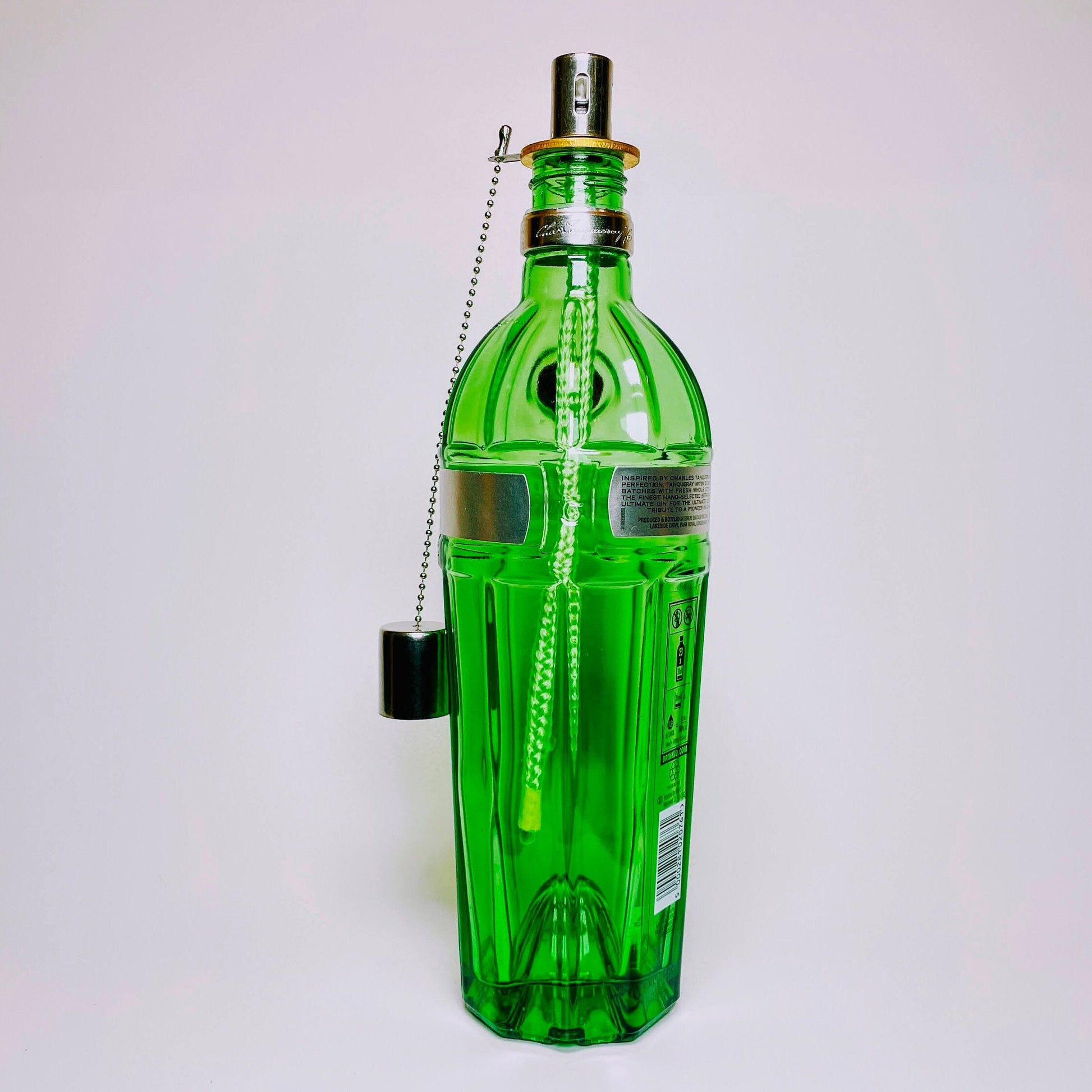 Gin Öllampe "Tanqueray" | Handgemachte Öllampe aus Tanqueray Gin Flaschen | Upcycling | Handgemacht | Individuell | Geschenk | Deko | H:30cm