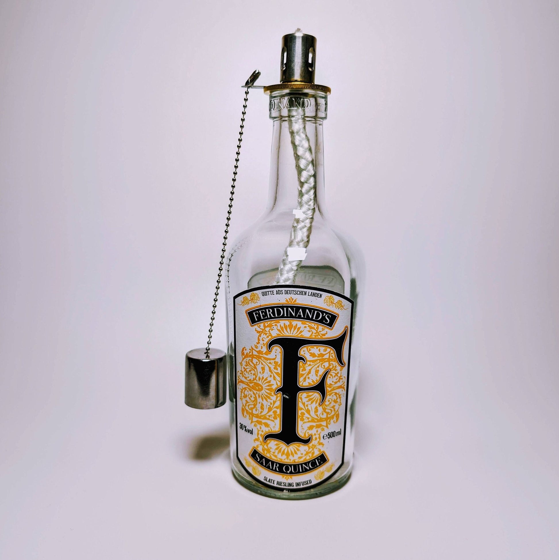 Gin Öllampe "Ferdinand" | Handgemachte Öllampe aus Ferdinand Gin Flaschen | Upcycling | Handgemacht | Individuell | Geschenk | Deko | H:25cm