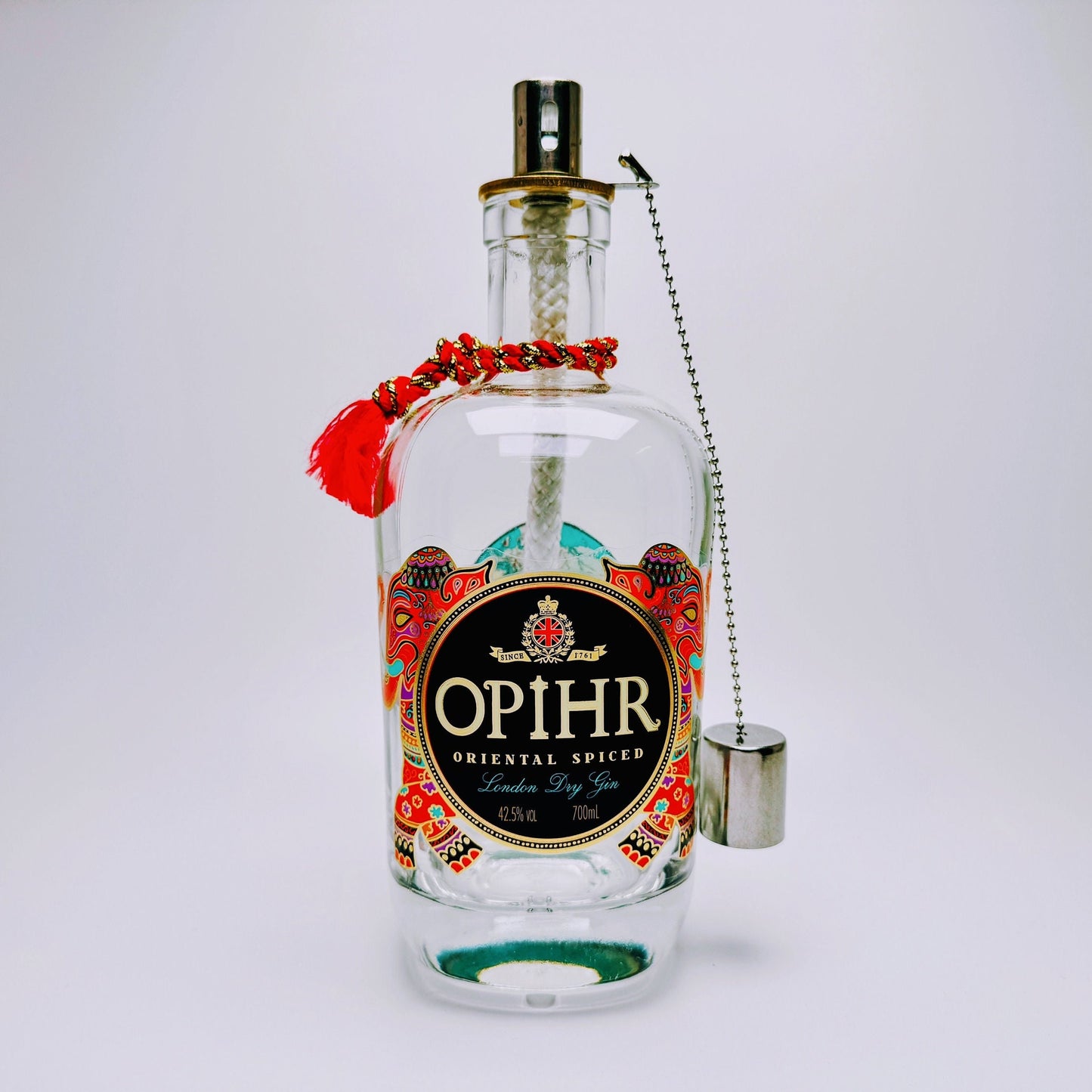 Gin Öllampe "Opihr" | Handgemachte Öllampe aus Opihr Gin Flaschen | Upcycling | Handgefertigt | Individuell | Geschenk | Deko | H:24cm
