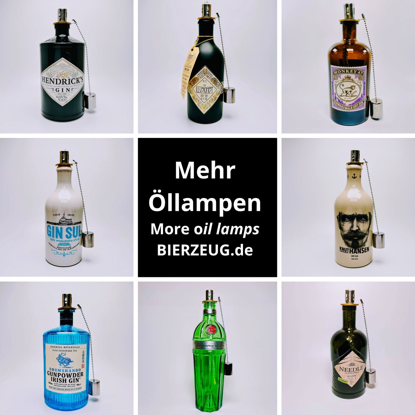 Gin Öllampe "Knut Hansen" | Handgemachte Öllampe aus Knut Hansen Flaschen | Upcycling | Handgefertigt | Individuell | Geschenk | Deko