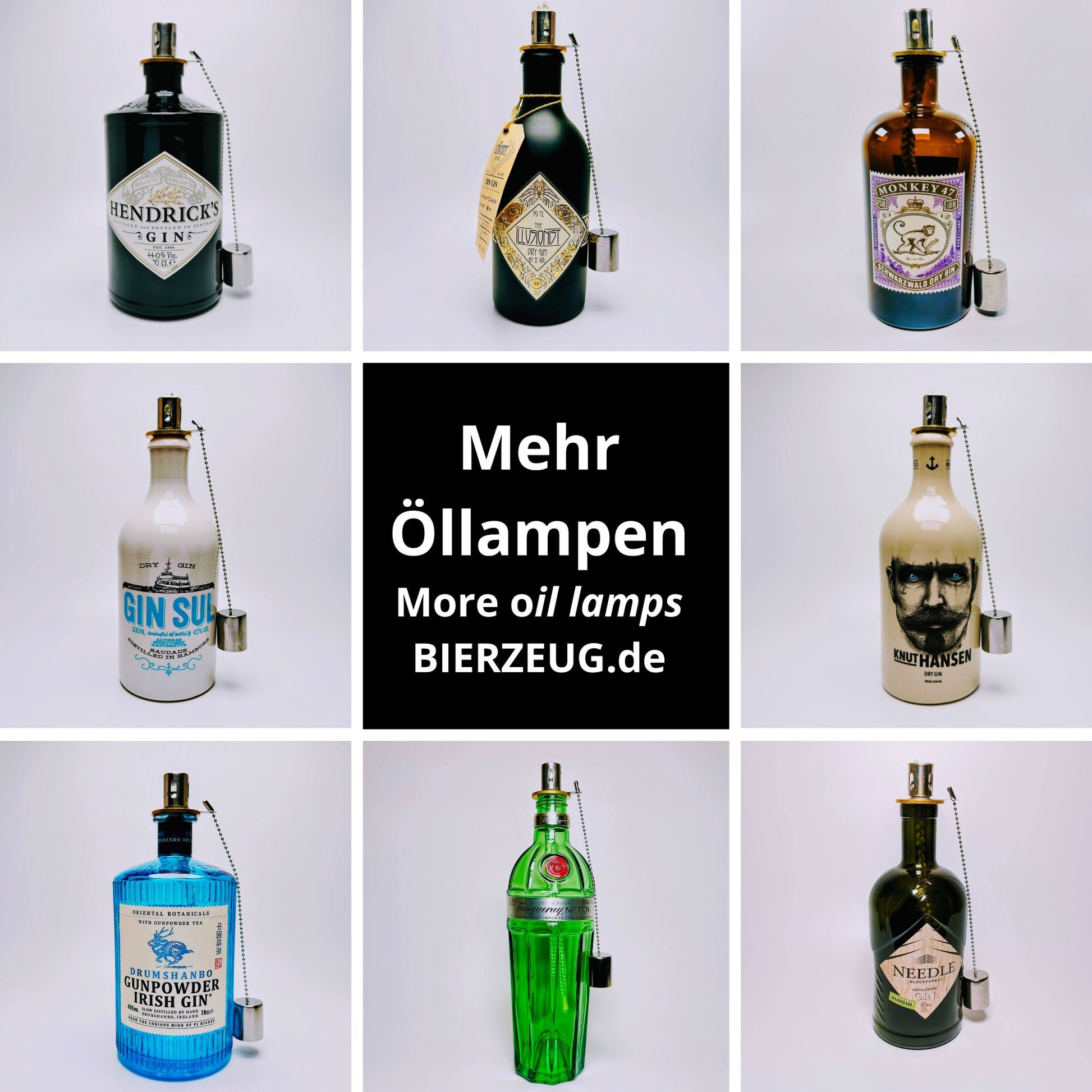 Gin Öllampe "Knut Hansen" | Handgemachte Öllampe aus Knut Hansen Flaschen | Upcycling | Handgefertigt | Individuell | Geschenk | Deko