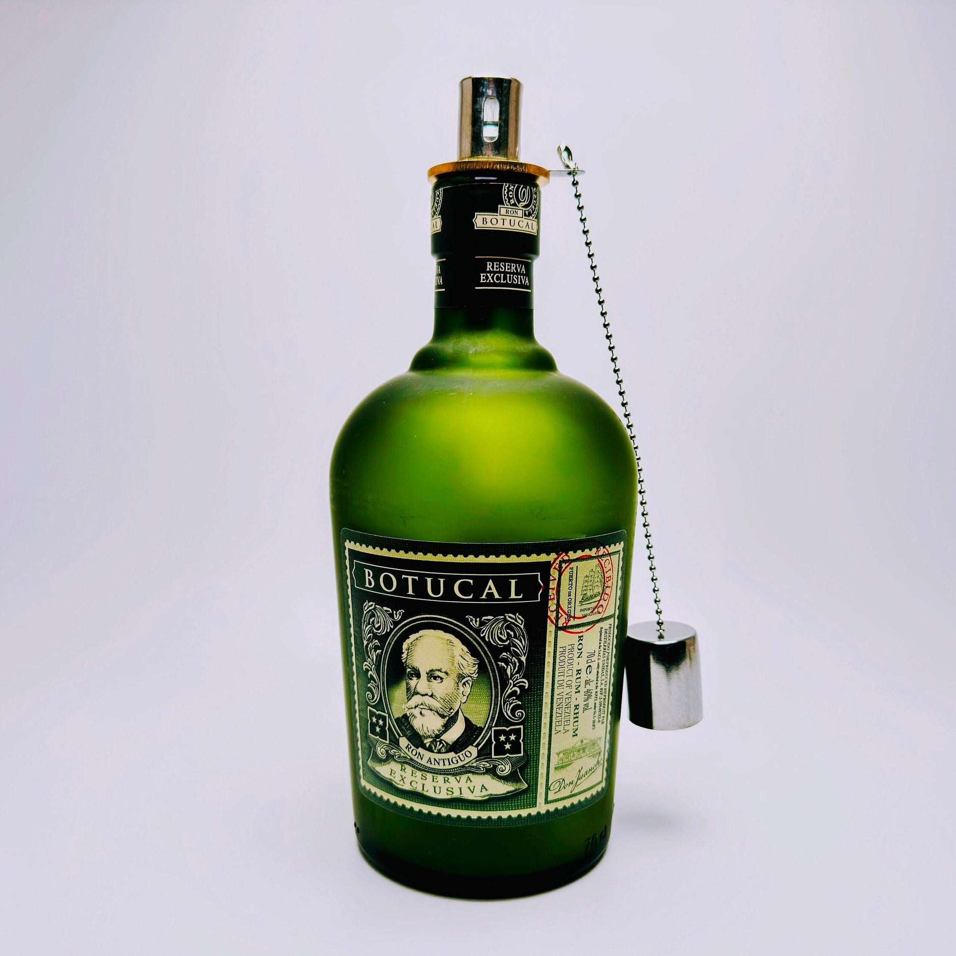 Rum-Öllampe "Botucal" | Handgemachte Öllampe aus Botucal-Flaschen | Upcycling | Handgemacht | Individuell | Geschenk | Deko | H:23cm - 0,7l