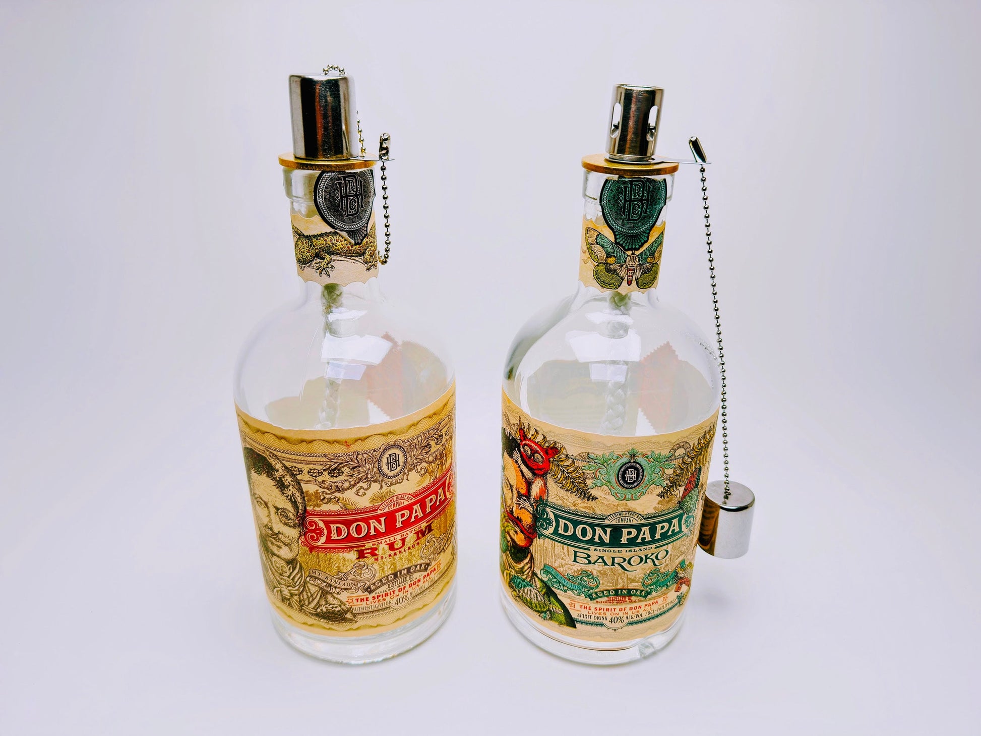 Rum-Öllampe "Don Papa" | Handgemachte Öllampe aus Don Papa-Flaschen | Upcycling | Handgemacht | Individuell | Geschenk | Deko | H:25cm