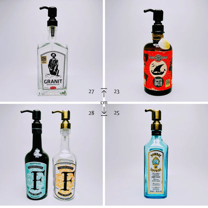 Seifenspender aus Gin-Flaschen - Handgemacht - Nachfüllbarer Pumpspender für Seife, Lotion oder Bartöl - 500-700 ml - Upcycling Geschenk