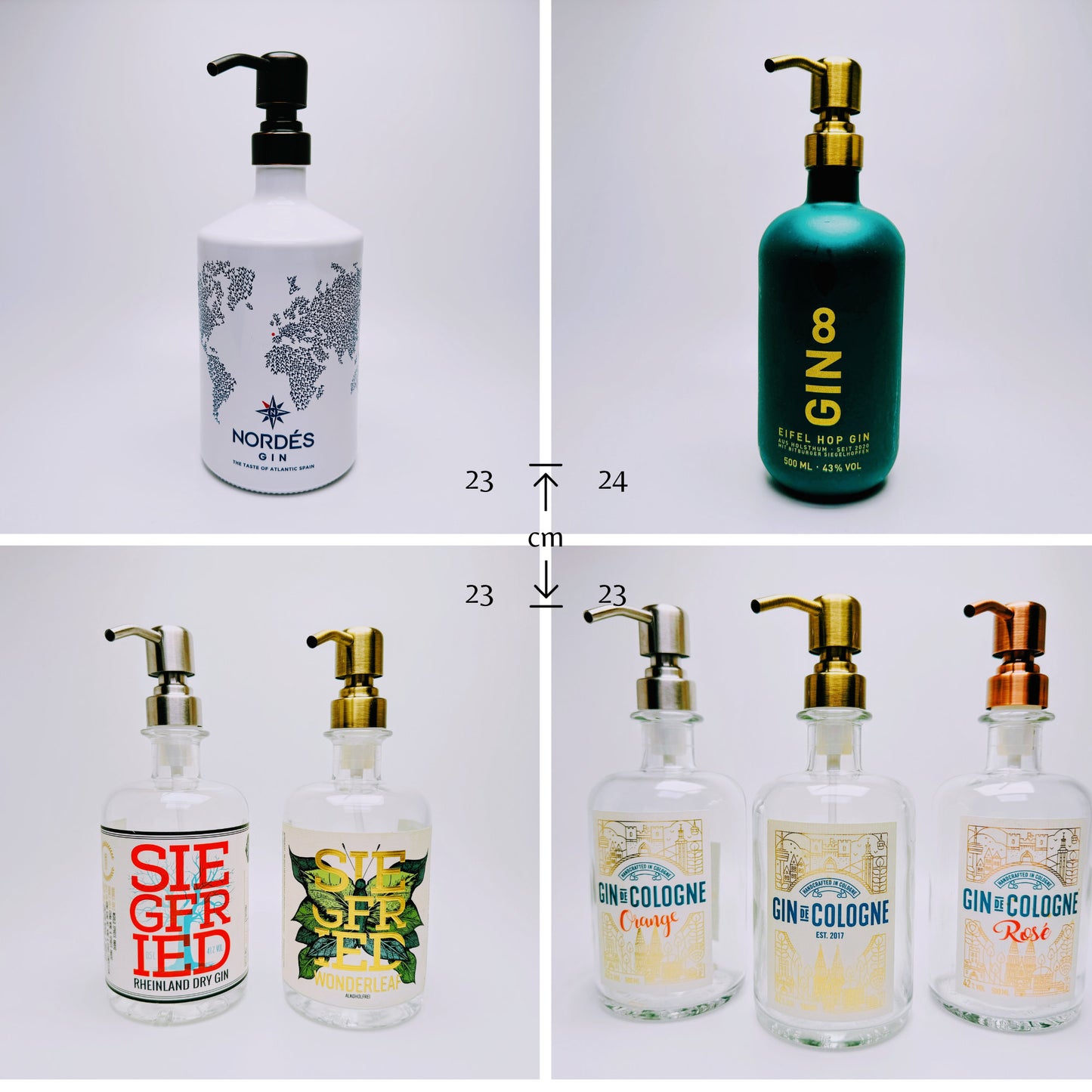 Seifenspender aus Gin-Flaschen - Handgemacht - Nachfüllbarer Pumpspender für Seife, Lotion oder Bartöl - 500-700 ml - Upcycling Geschenk