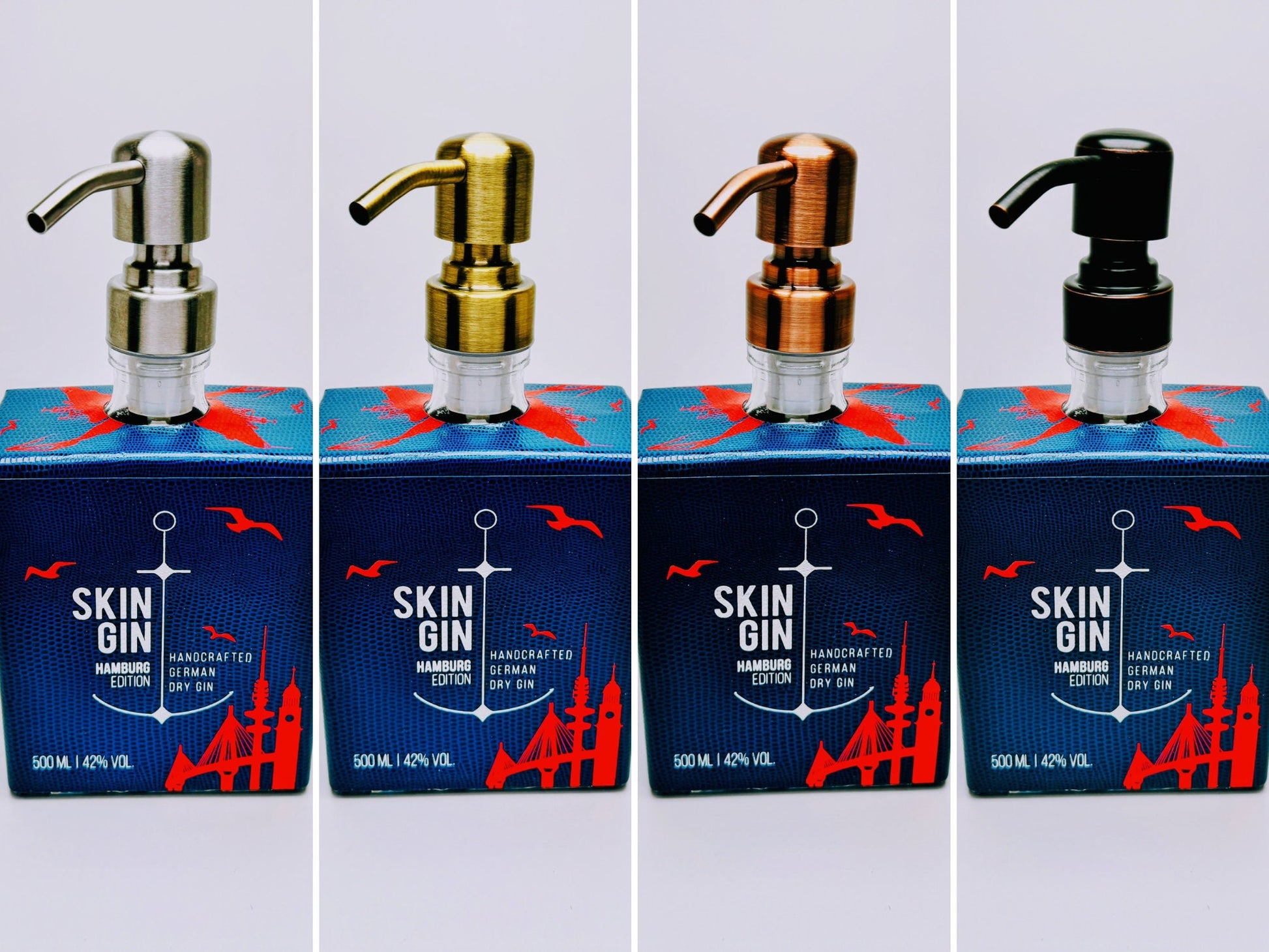 Skin-Gin-Seifenspender - Spender aus Skin Gin-Flaschen für Seife oder Lotion - Upcycling Geschenk - Tea Kiss Hamburg München