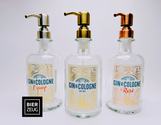 Gin-Seifenspender "Gin de Cologne" | Upcycling Pumpspender aus Gin Cologne Flaschen | Nachfüllbar mit Seife etc. | Bad Deko | Geschenk Köln