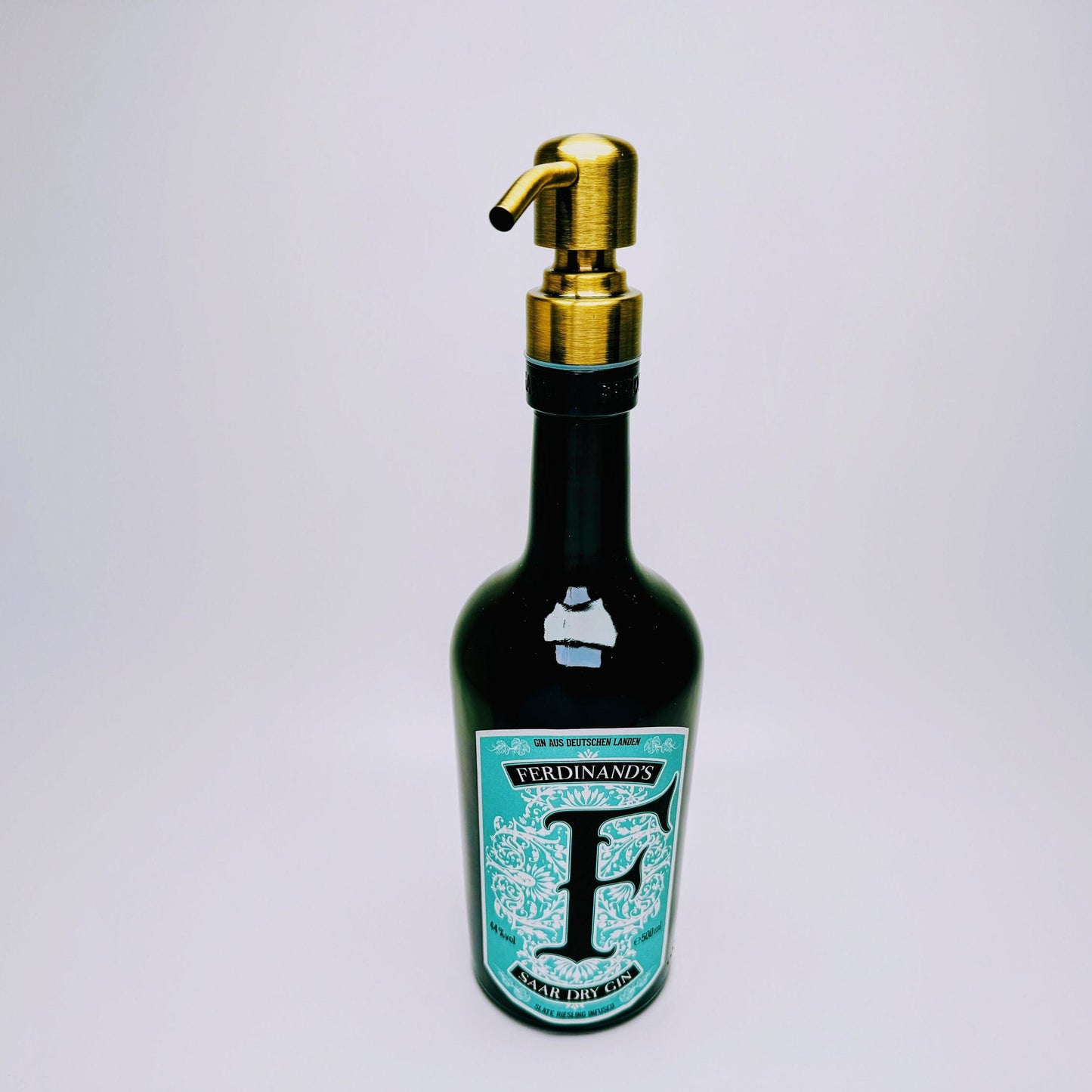 Gin-Seifenspender "Ferdinand" | Upcycling Pumpspender aus Ferdinands Gin Flasche | Nachfüllbar mit Seife | Bad Deko | Geschenk Mosel