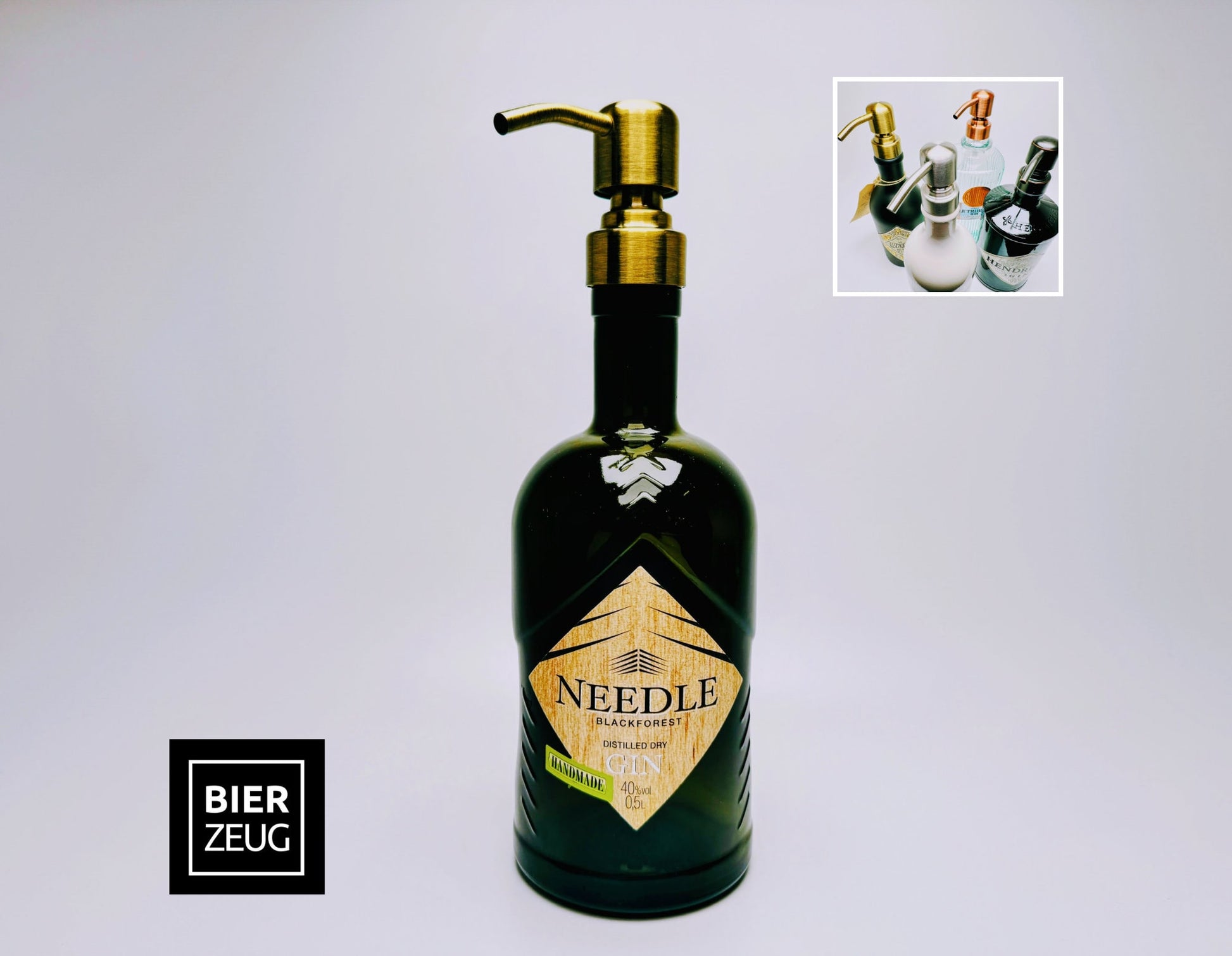 Gin-Seifenspender "Needle" | Upcycling Pumpspender aus Needle Gin Flasche | Nachfüllbar mit Seife, Spüli | Bad Deko | Geschenk Schwarzwald