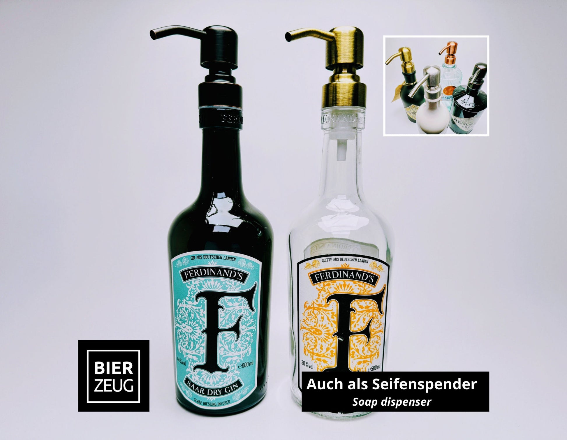 Gin Öllampe "Ferdinand" | Handgemachte Öllampe aus Ferdinand Gin Flaschen | Upcycling | Handgemacht | Individuell | Geschenk | Deko | H:25cm