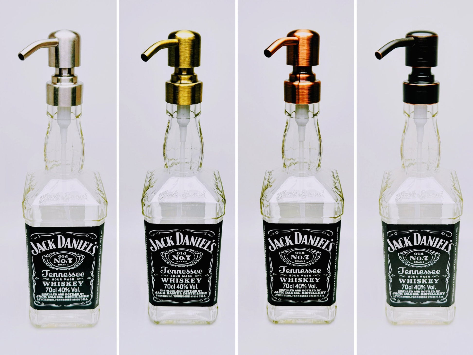 Seifenspender aus Whisky-Flaschen - Nachfüllbarer Pumpspender für Seife, Lotion oder Bartöl - 500-700 ml - Jack Daniels