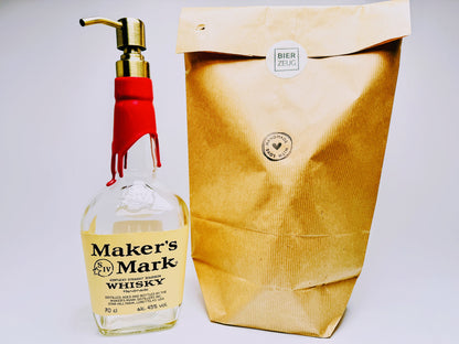 Whisky-Seifenspender “Mark” | Upcycling Pumpspender aus Maker’s Mark Flaschen | Nachfüllbar mit Seife | Bad Deko | Geschenk | H:28cm