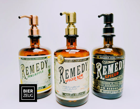 Rum Seifenspender "Remedy Refresh" | Upcycling Pumpspender aus Remedy Rum Flasche | Nachfüllbar | Deko Bad | Karibik Geschenk | 700ml