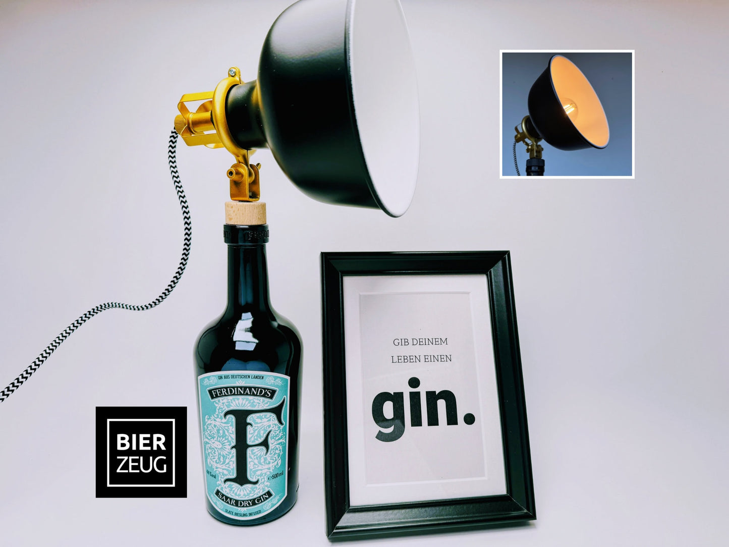 Ferdinands Gin Vintage-Lampe | Handgemachte nachhaltige Tischlampe aus Ferdinand Gin | Einzigartige Geschenkidee | Deko-Licht | Upcycling